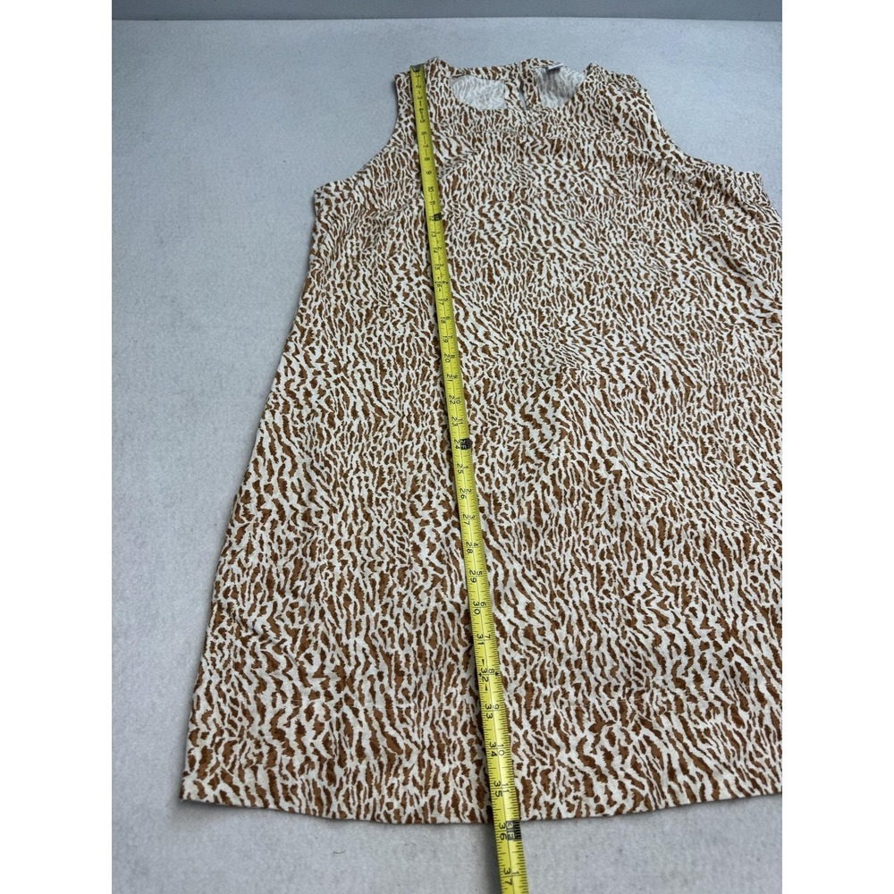 Old Navy Dress Women's XL Brown Animal Print Linen Tank Shift Knee Length Summer - Picture 8 of 10
